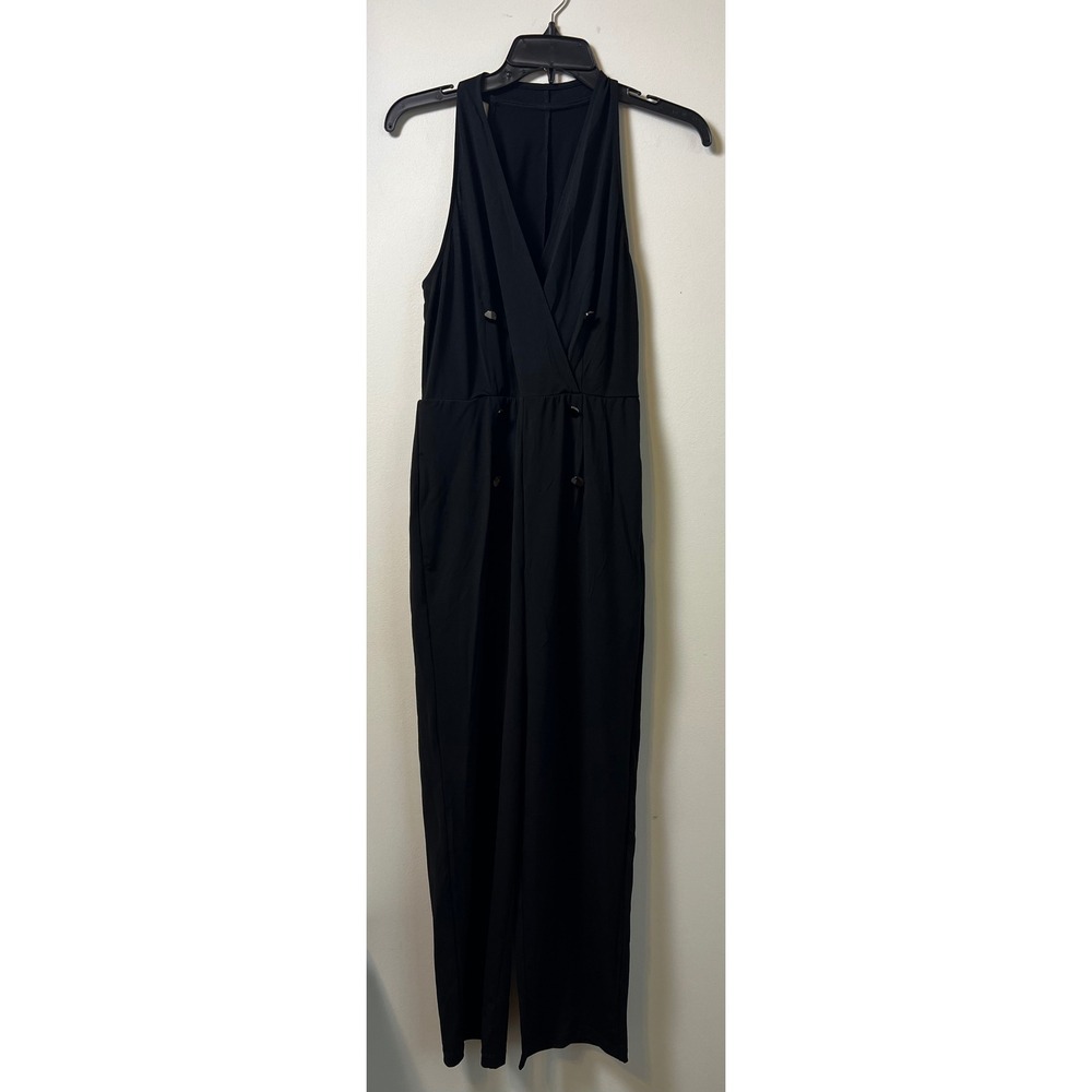 Halara Black Sleeveless V Neck Wide Leg Jumpsuit Size S NWT